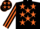 Silk - Black, orange stars, striped sleeves black cap, orange stars