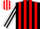 Silk - Black and Red stripes, White and Black striped sleeves, Red and White striped cap