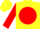 Silk - Yellow, yellow 'rtr' on red disc, yellow bars on red sleeves, yellow cap