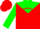 Silk - Red, green yoke, red circle on green sleeves, red cap