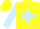 Silk - Yellow, light blue cross, yellow bars on light blue sleeves, yellow cap