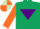Silk - Dark green,purple inverted triangle,orange sleeves,light green & orange quartered cap