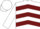 Silk - White, southern chase farm emblem, burgundy chevrons on white sleeves, white cap