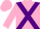 Silk - Pink, white 'c' on purple cross belts