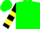 Silk - Green, black and yellow eclipse, yellow bars on sleeves, green cap