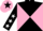 Silk - Black & pink diabolo, black sleeves, white stars, pink cap, black star