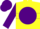 Silk - Yellow, purple disc, yellow 'mls', purple hoop on sleeves, purple cap