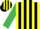 Silk - Yellow and Black stripes, Emerald Green sleeves