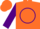 Silk - Orange, purple circle 'kj' on back, purple cuffs on sleeves