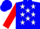 Silk - Blue, red and white stars, white 'anderson ranch', blue and white stars on red sleeves, blue cap
