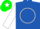 Silk - Royal blue, white circle and 'g', white sleeves, two emerald green hoops, green cap, white star