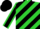 Silk - Lime green and black diagonal stripes, black sleeves, lime seams, black cap