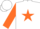 Silk - White, orange star, orange armlet on sleeves, white cap