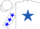 Silk - White, royal blue star, blue stars on sleeves, blue stars on white cap