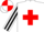 Silk - White, red cross belts, black stripe on sleeves, red and white quartered cap