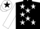Silk - Black, white stars, black diabolo on white sleeves, white cap, black star