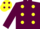 Silk - Maroon, yellow spots, maroon sleeves, yellow cap, maroon spots