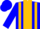 Silk - Blue, gold stripe with 'sg', gold stripes on blue sleeves, blue cap