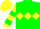 Silk - Hunter green, yellow diamond hoop, yellow sleeves, green hoop, green and yellow cap