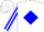 Silk - White, blue discados bullet, blue diamond stripe on sleeves