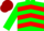 Silk - Forest green, red belt, red chevrons on forest green sleeves, cherry cap