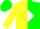 Silk - Yellow and green halved, white diamond, green cap