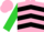 Silk - Pink, black chevrons on lime green sleeves, pink cap