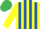 Silk - Yellow & royal blue stripes, yellow sleeves, emerald green cap