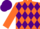 Silk - Orange and purple diamonds, orange sleeves, purple diamond seam, orange and purple cap