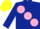 Silk - Dark Blue, Large Pink Spots, yellow cap