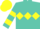 Silk - Turquoise, yellow diamond hoop, yellow hoops on sleeves, turquoise and yellow cap