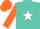 Silk - Turquoise, white star, orange emblems, white stripe on orange sleeves, turquoise and orange cap