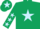 Silk - Dark Green, Light Blue star, Dark Green sleeves, Light Blue stars, Dark Green cap, Light Blue star