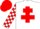 Silk - White, Red Cross of Lorraine, Red and White check sleeves, Red cap