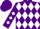 Silk - Teal with purple diamonds, white trim around diamonds