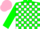 Silk - green and white checked, pink cap