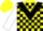 Silk - Yellow, black chevron, black blocks on white sleeves, yellow cap