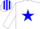 Silk - White, blue star, blue and white striped cap