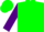 Silk - Green, purple lightning bolt, purple lightning bolt on sleeves, green cap