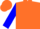 Silk - Orange, blue yokes, blue 'r', blue bars on sleeves