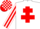 Silk - WHITE, red cross of lorraine, striped sleeves, check cap