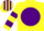Silk - YELLOW, purple disc, hooped sleeves, striped cap