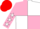 Silk - Pink and White (quartered), Pink sleeves, White stars, Red cap