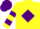 Silk - Yellow, purple diamond framed mr, purple bars on sleeves, yellow and purple cap