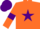 Silk - Orange body, purple star, orange arms, purple armlets, purple cap