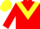 Silk - Red body, yellow chevron, red arms, yellow cap