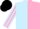 Silk - Light blue and pink (halved), striped sleeves, black cap