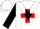 Silk - White, red maltese cross, black chevron on slvs