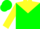 Silk - Green, yellow yoke & 'rm', yellow slvs