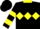 Silk - Black, yellow triple diamond and collar, yellow hoops on sleeves